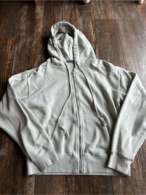 Brandy Melville Green Full Zip Hoodie Jacket Fleece Comfy Loungewear One Size